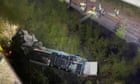 Lorry plummets 60 metres from a bridge on M6 in Cheshire